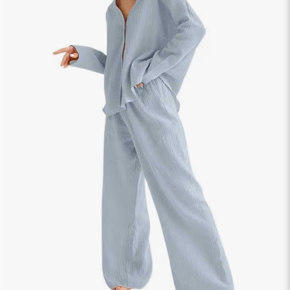 Amazon Light Blue Pleated Two-Piece Set